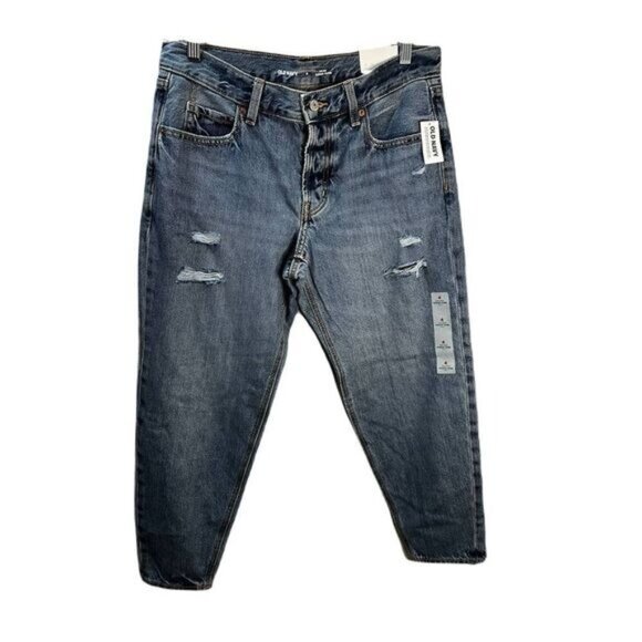 High-Waisted‎ Slouchy Tapered Ripped Jeans Old Navy Size 4 - Picture 1 of 6
